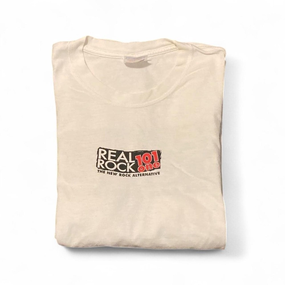 Real rock 101one white box logo tee vintage early 00's Hanes Heavyweight XL/22